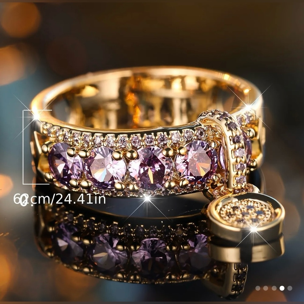 14k Gold and Lilac Zirconia Gemstone Ring Size 10 & 13 available NWT - Picture 3 of 5